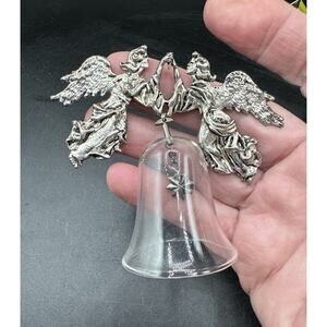 1988 Limited Ed Hallmark Ornament Silver-Plate Angels on Lead Crystal Bell -S1E